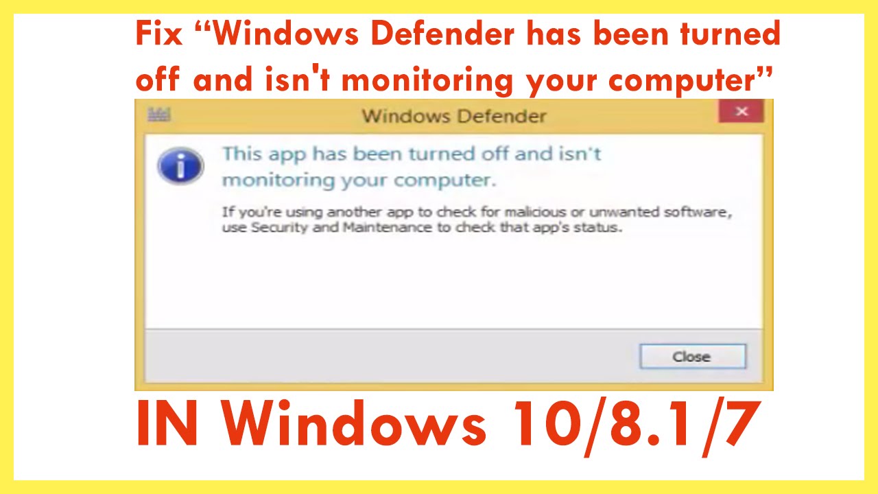 Windows defender has been turned off windows 10 64